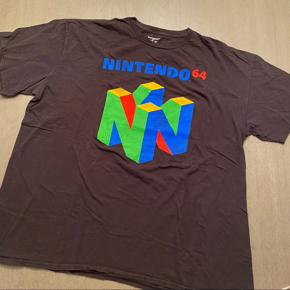 NINTENDO 64 Black Graphic Gamer TShirt Size XL